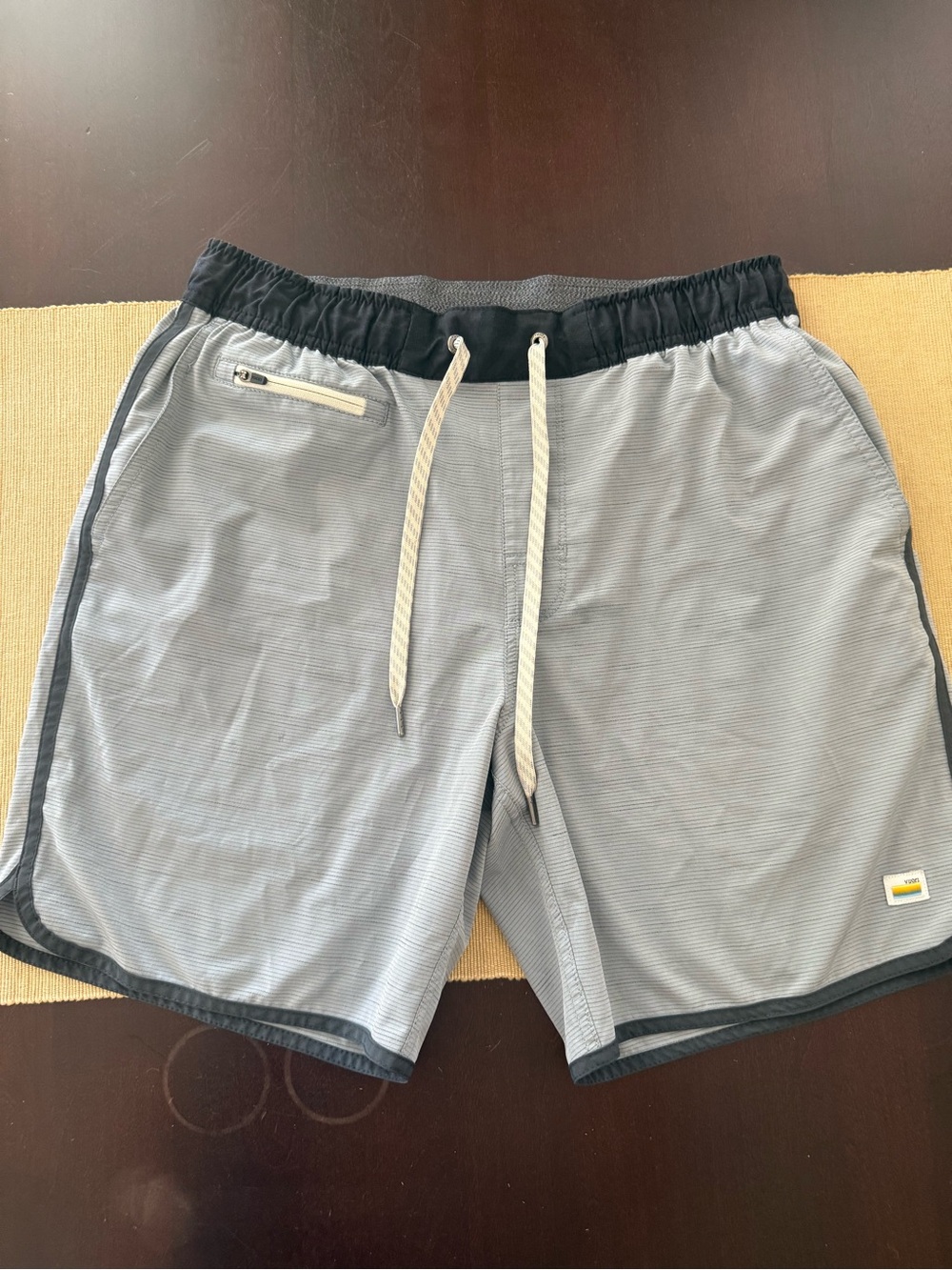 Vuori Gray and Black Drawstring Athletic Shorts
